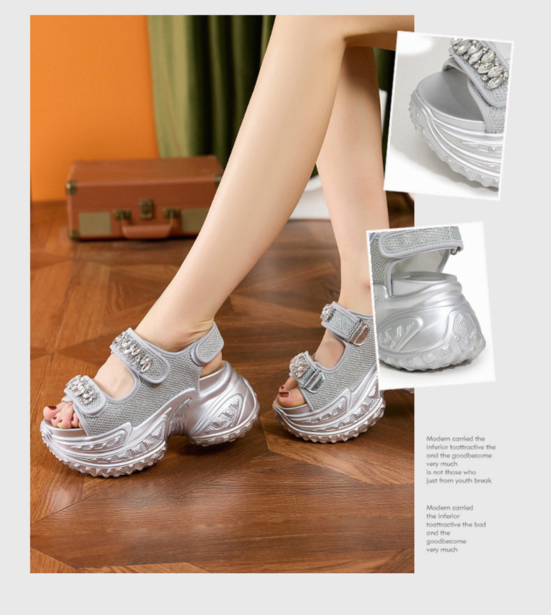 Dép sandal nữ xỏ ngón đế bệt lưới thoáng mùa hè — Đen, Bạc chi tiết 2