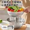 Stainless Steel Basin with Draining Basket for Washing Vegetables, Rice Washing Sieve, Rice Washing Tool, Food-Grade Water Filter Basket, Strainer Mesh Basket