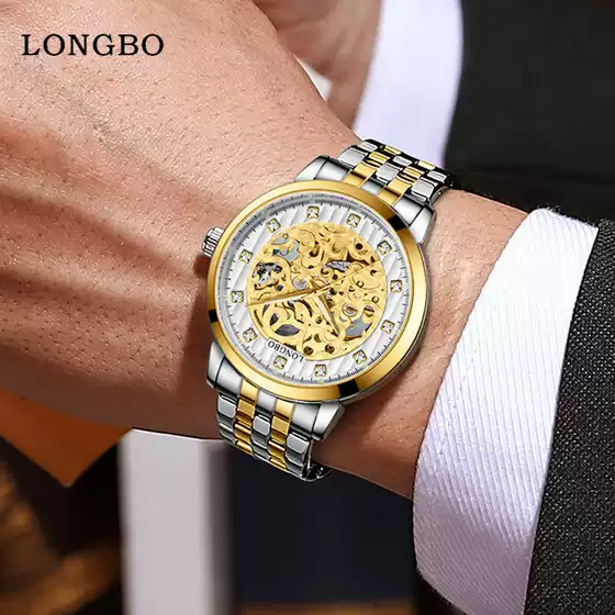 Longbo Brand Watch Fully Automatic Mechanical Watch Men's Watch Hollow Retro Luminous Waterproof Mechanical Watch Men's Watch