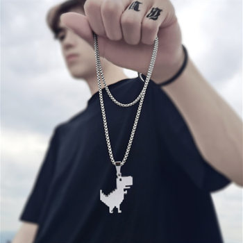 New necklace men's small dinosaur pendant ins hip hop fashion brand pendant summer niche design fashion pendant chain