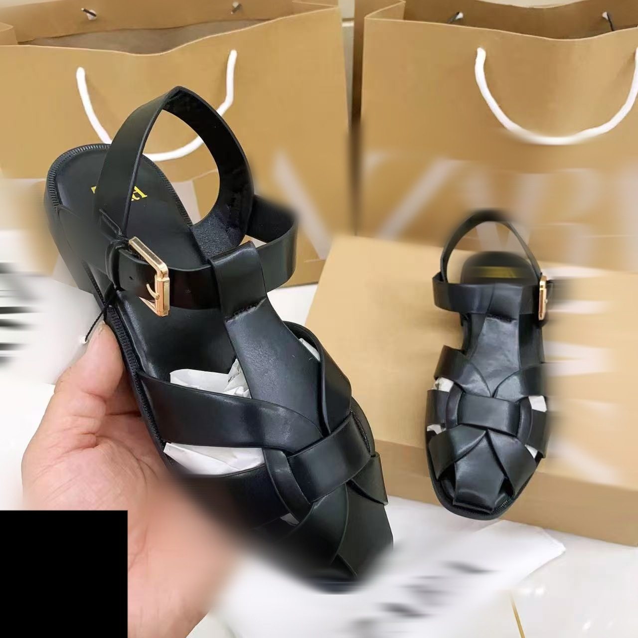 Za's New Summer Style European and American Large Size Shoes Buckle Slippers Pure Color Simple Versatile Outer Sandals Slippers