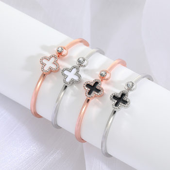 Cross-border Fashion Four-leaf Clover Diamond Bracelet Ins Style Exquisite Advanced Bracelet All-match Creative Color-free Bracelet