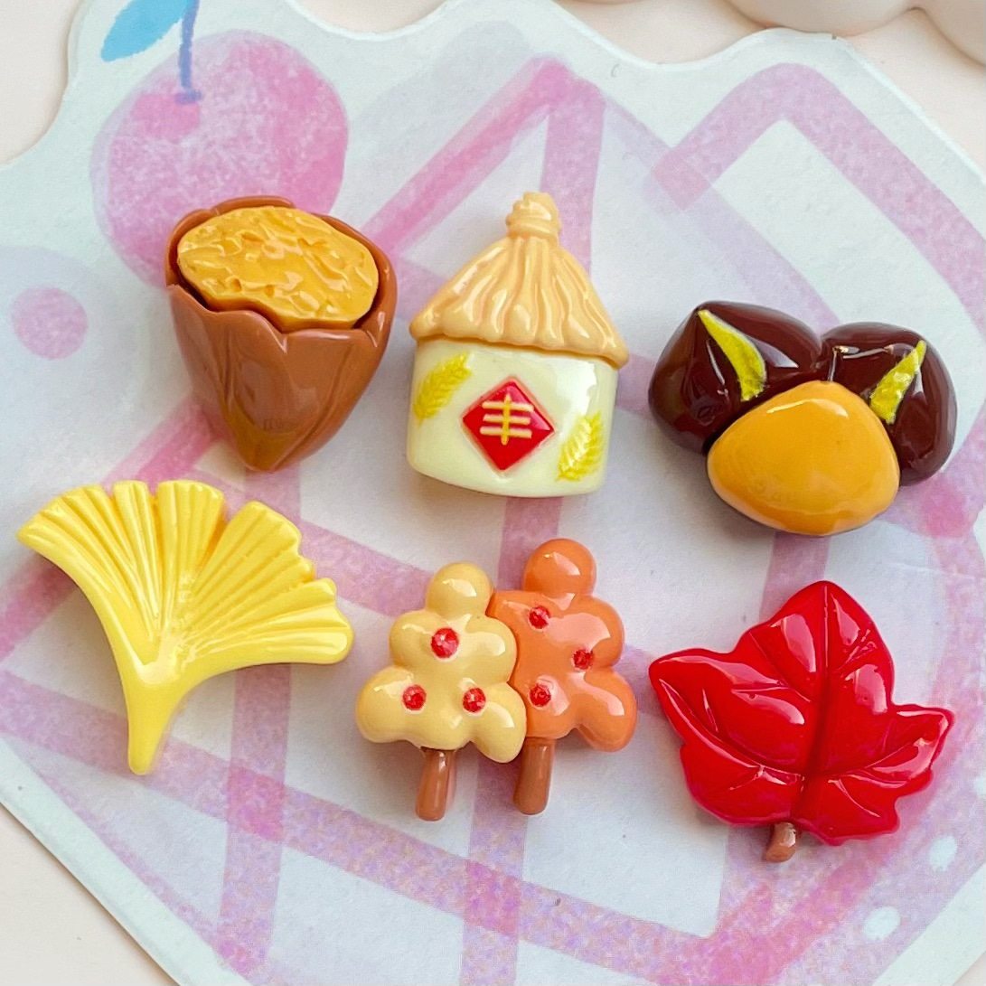 Cartoon Autumn Harvest Bumper Crop Food Toy Hazelnut Chestnut DIY Resin Accessories Cream Glue Mobile Phone Case Hair Accessories Material