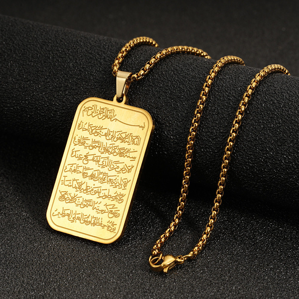 Cross-Border European and American New Fashion Light Luxury Titanium Steel Non-Fading Square Necklace Clavicle Chain Internet Celebrity Niche Design Pendant