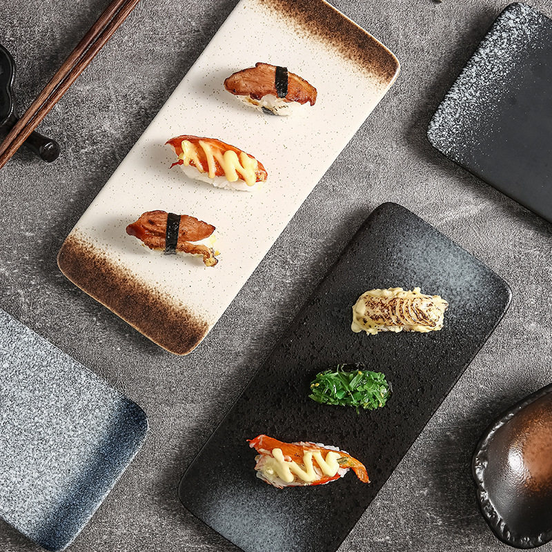 Jinyiyuan Industrial Long Square Sushi Plate Creative Japanese Tableware Fashion Artistic Cuisine Japanese Iron Plate Plate