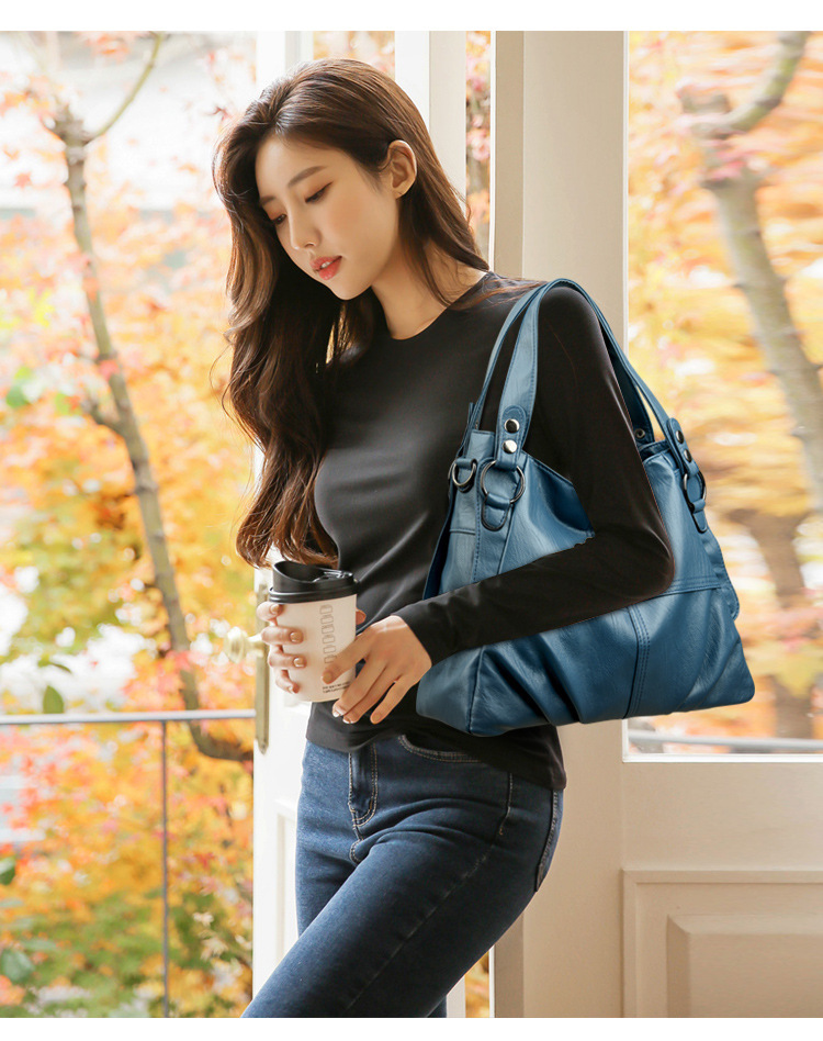 Túi tote nữ cỡ lớn đa năng đeo chéo và xách tay — Màu đen, Màu đỏ, Màu tím, Màu trắng