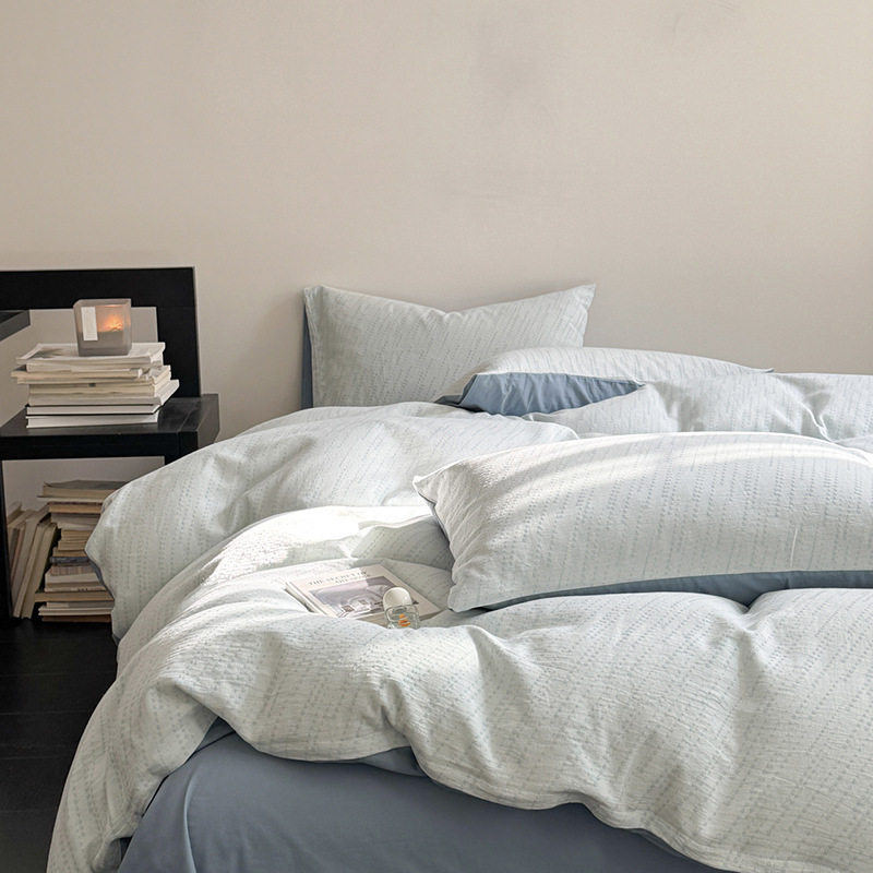 Three-Layer Yarn 100 Cotton Jacquard Bed Four-Piece Set Pure Cotton Quilt Cover Bed Bed Sheets Three-Piece Set Fitted Bed Sheets Accessible Luxury Bedding 4