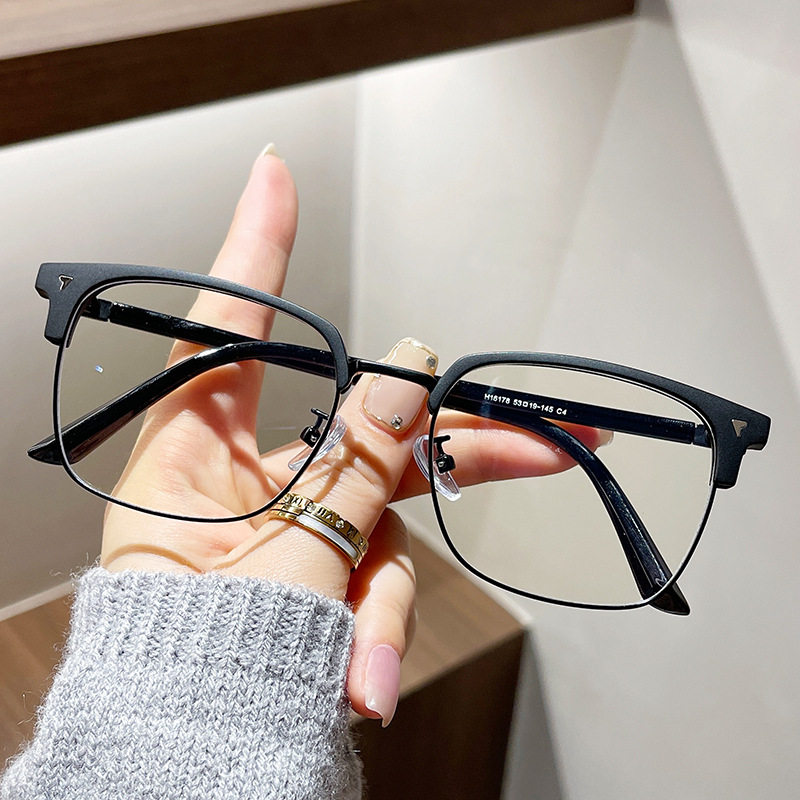 Tiktok little red book popular men's eyebrow retro glasses frame myopia women's glasses flat half frame glasses frame