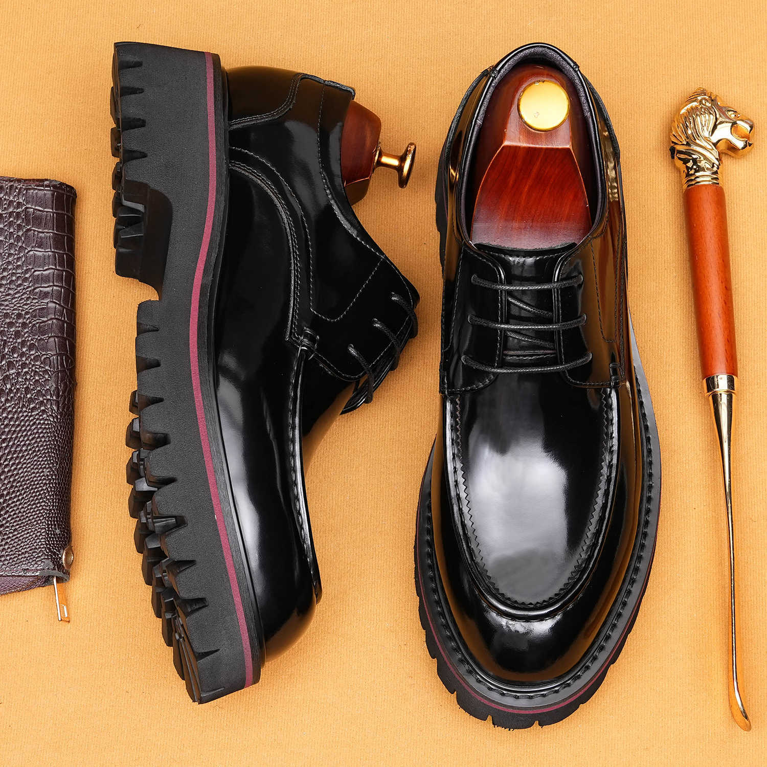 Giày Da Nam Chất Liệu Da Bò Tăng Chiều Cao Đế Cao Dùng Trong Lễ Cưới Ngày Cưới