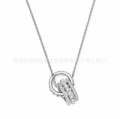 Large double ring white gold and white diamond necklace