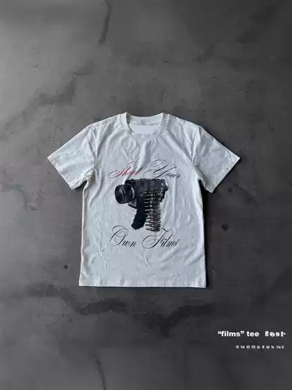 T-Shirt Short-Sleeved Round Neck Top Stylish Dark European and American Cross-Border Y2K Printing Retro Trendy Ins Loose Hip-Hop T-Shirt