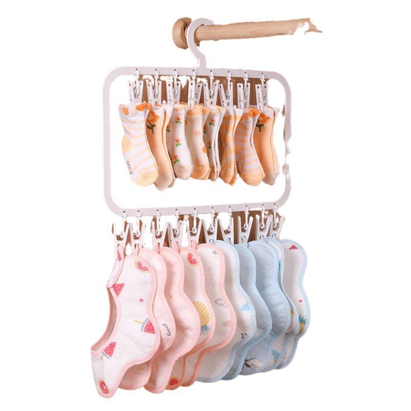 Baby Wardrobe Storage Multi-Clip Kidsren's Saliva Towel Socks Drying Rack Multi-Functional Clothes Rack Hook