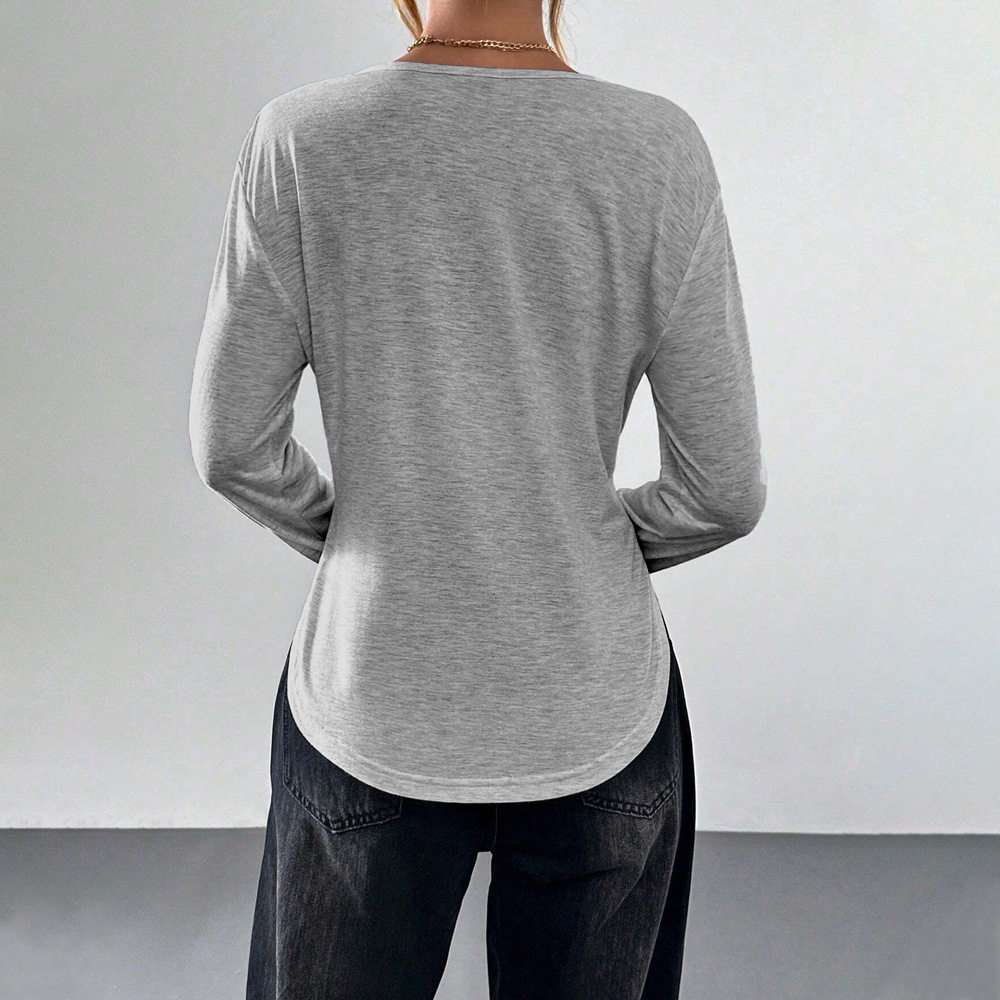 Womens V Neck T Shirt Loose Fit Solid Color Casual Style Spring Summer Essential Wholesale Available