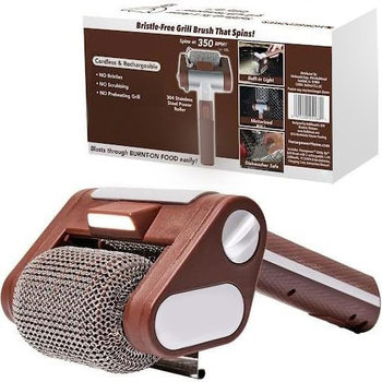 Rechargeable Stainless Steel Roller Barbecue Brush with Light, Brushless Hair Removal, Special Food Grade Cleaning