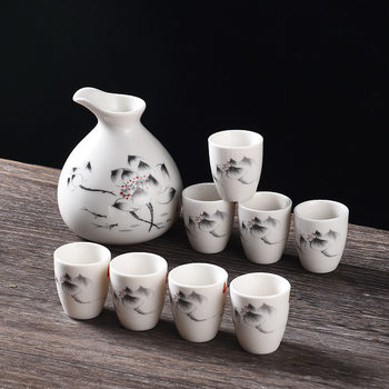 Ceramic wine set suit household wine separator small wine cup white porcelain wine pot small wine cup one Cup custom logo