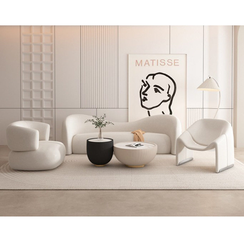 设计造型双人沙发客厅美容院宾馆出租房异形创意休闲沙发羊羔绒