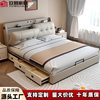 Light Luxury Genuine Leather Bed for Master Bedroom, High-End and Elegant, 1.8m Double Bed, Simple Multifunctional Storage Wedding Bed