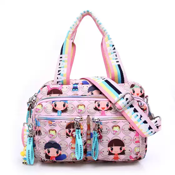 Harajuku Doll Korean Style Women's Cartoon New Arrival Handbag Fashionable Shoulder Crossbody Bag Nylon Floral Bag Small Square Bag Trendy