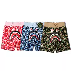 2024 Summer Camouflage Cargo Shorts for Men and Women - Streetwear Shark Design, Multi-Color, Oversize, Casual Athletic 5-Inch Inseam