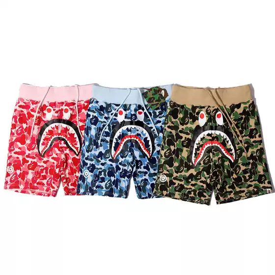 2024 Summer Camouflage Cargo Shorts for Men and Women - Streetwear Shark Design, Multi-Color, Oversize, Casual Athletic 5-Inch Inseam