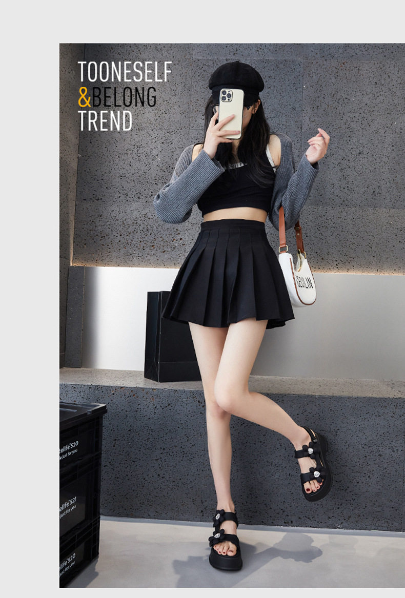 Dép sandal nữ đế dày platform phong cách thể thao mùa hè — Len sạch, Đen chi tiết 10