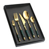 Cross-border Entry Luxury Style Ceramic Handle Stainless Steel Knife and Fork Spoon Western Tableware Set Dessert Spoon Fruit Fork Palace Gift Box