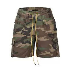 European and American High Street Style Drawstring Lace-up Washed Old Casual Camouflage Multi-Pocket Organ Bag Tooling Bag Shorts