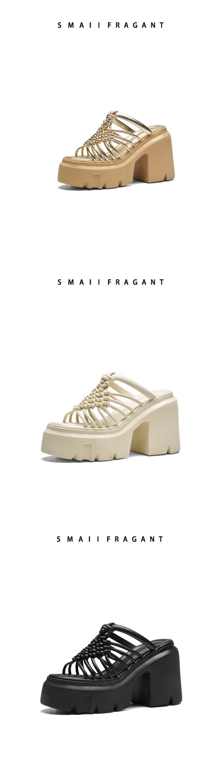 Dép sandal nữ xỏ ngón đế bệt dệt mùa hè thoáng khí — [Trắng kem], [Đen], [Vàng nhạt] chi tiết 7
