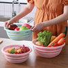 Round Hollow-out Vegetable Washing Basket Three-piece Vegetable Washing Basin Fruit Basket Plastic Draining Sieve Kitchen Vegetable Draining Basket