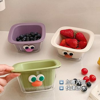 Dopamine Double-Layer Draining Basket High-Value Fruit Tray Cleaning and Filtering Two-In-One Living Room Thickened Fruit Tray Vegetable Washing Basket