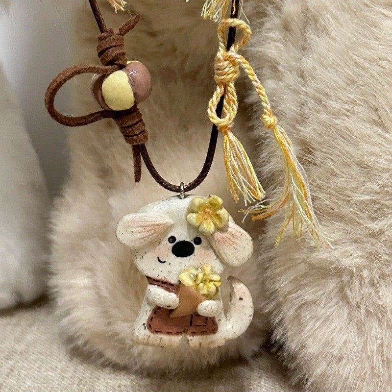 Puppy Barista Long Chain Rope Cute All-match Necklace Clavicle Chain Exquisite Temperament Accessories Pendant Necklace Chain