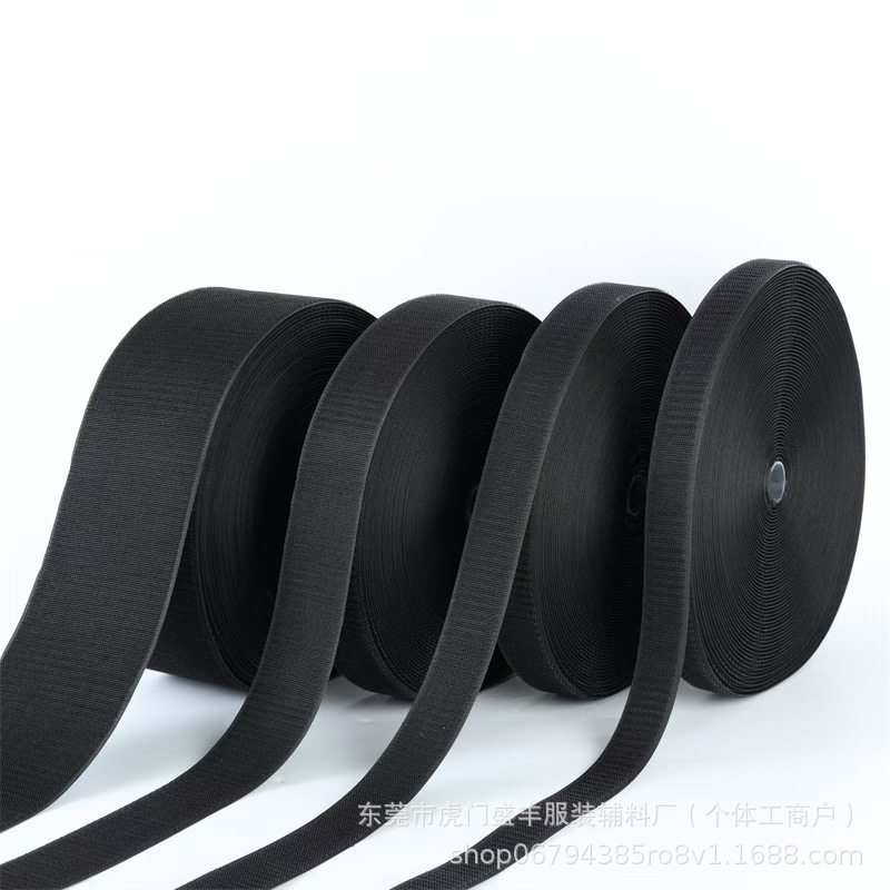 Velcro Accessories with Hook and Loop Fasteners, Nylon Plastic Hooks, Elastic Hair-Backed Velcro, Ready-Made Black and White