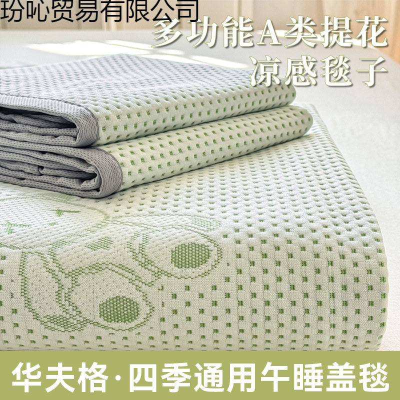 2025 New Bingdoudou Air Conditioning Blanket Nap Blanket Sofa Summer Ice Silk Cooling Bed Air Conditioning Cover Blanket