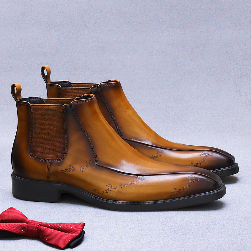 Giày Chelsea Boot nam cổ cao da bò thật phong cách công sở — Màu nâu, Màu đen, Màu cà phê