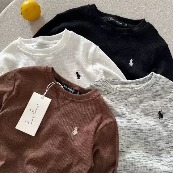 Children's Long-Sleeved T-Shirt 2025 Autum Boys Japanese Style Pure Color Bottoming Shirt Baby Outer Wear Small and Medium-Sized Kidsren's Tops Wholesale