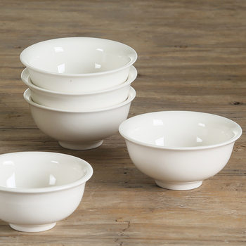 Sauce Bowl, Dipping Bowl, Strawberry Bowl, Ceramic Bowl, 3.6inch Gong Bowls, Reverse-Rimmed Bowl, White Porcelain, National Trend Style, Rice Bowl