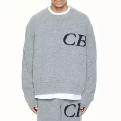 Cross-Border European and American Trendy Brand Cb Letter Round Neck Sweater Autumn and Winter New Casual Loose Basic Knitted Pullover Ins