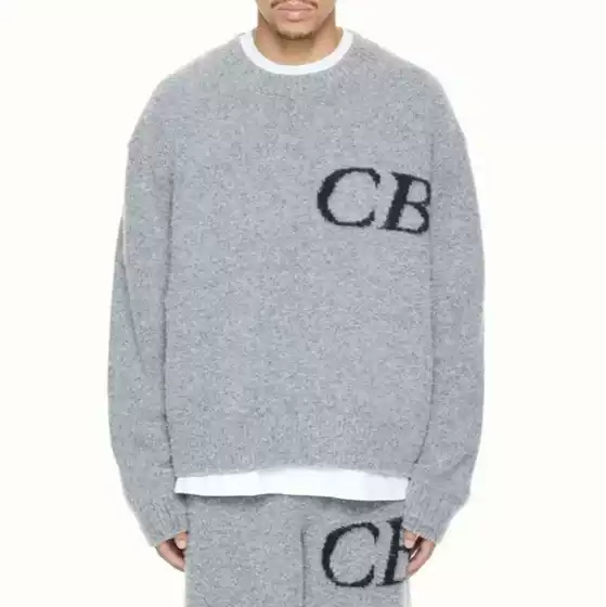 Cross-Border European and American Trendy Brand Cb Letter Round Neck Sweater Autumn and Winter New Casual Loose Basic Knitted Pullover Ins