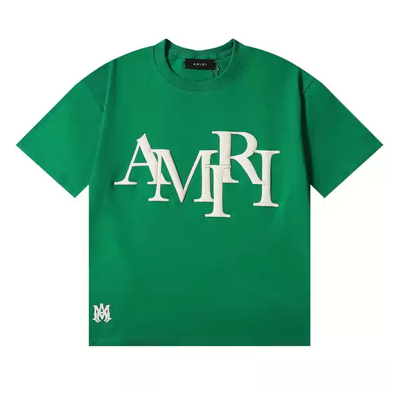 In-Stock European and American Trendy Brand Amiri Letter Foam Print High-Weight Short-Sleeve T-Shirt for Men and Women