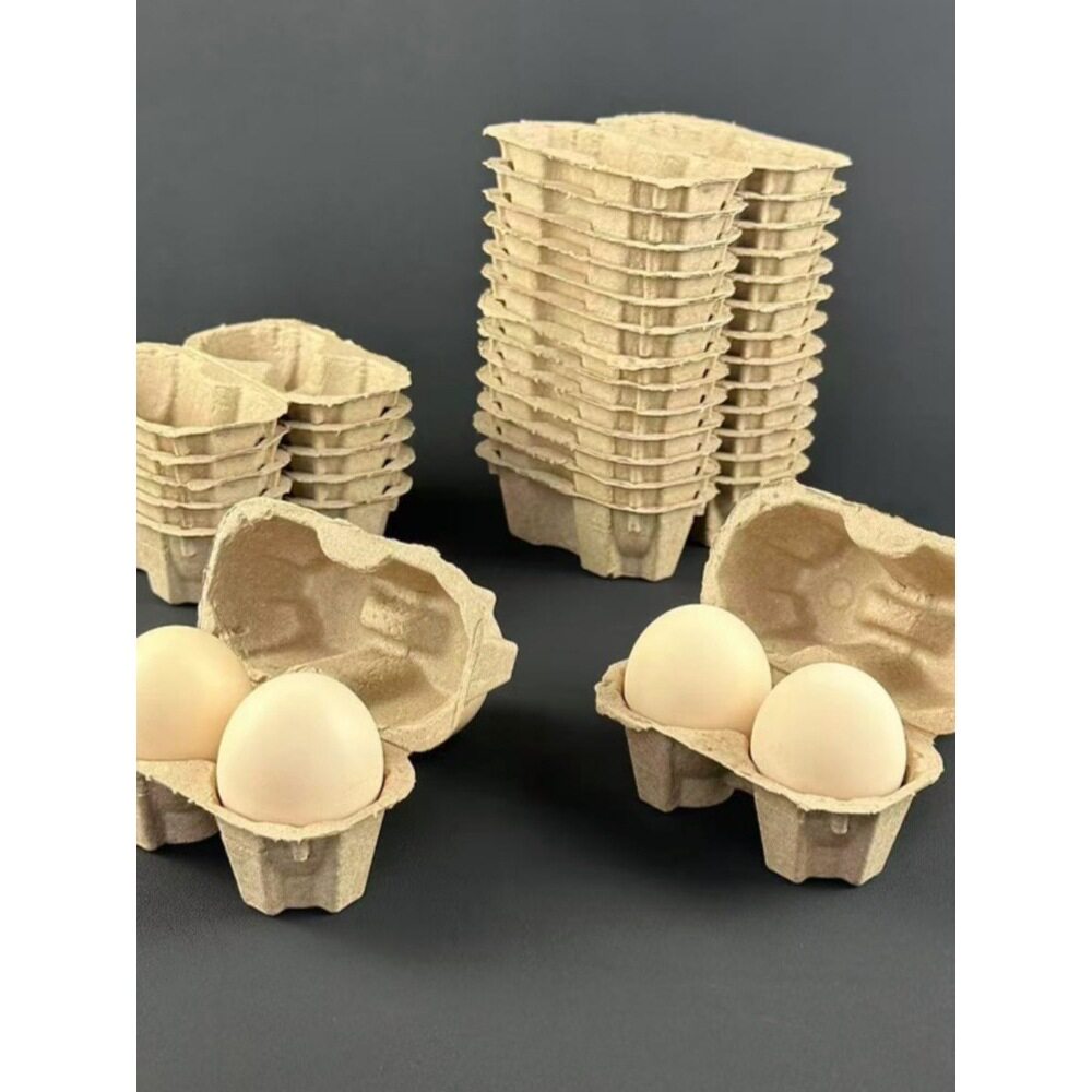 2026 Disposable Egg Tray 2 Pieces of Pulp Egg Box Egg Tray with Lid Packaging Box Earth Egg Gift Box Year of the Horse