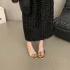 Korean Style Flat Slippers Silver Sandals Slippers Women's Summer Outfit Beach Slippers French Style Women's Shoes