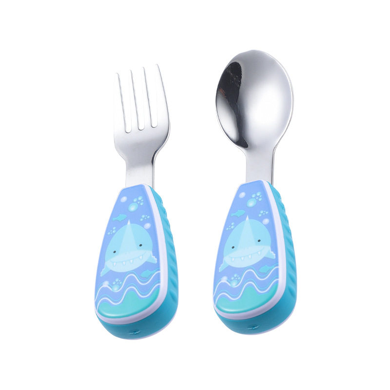 Cute Children's Cartoon 316 Stainless Steel Tableware suit Maternal and Infant Products Baby Training Fork Spoon Portable suit ABS
