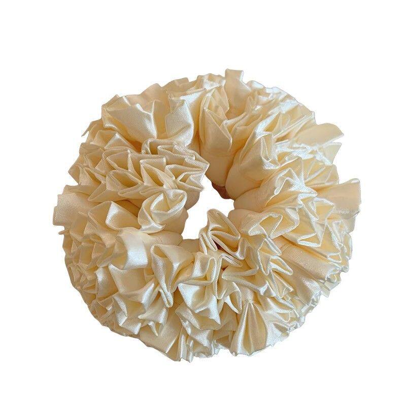 Mona's Same Style Head Flower Hydrangea Red Hair Tie Elegant Satin Intestine Ring Pleated Lace Hair Accessories Bun Headdress