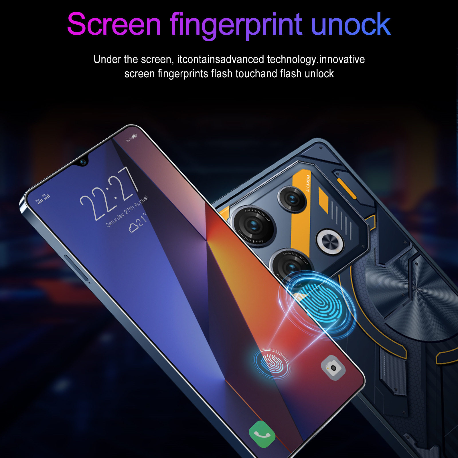 新款跨境专供手机GT10现货安卓7.3寸大屏22+2T智能5G手机工厂价