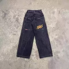 Y2K Jeans Streetwear Harajuku Hip Hop Retro Punk Embroidered Loose Jeans Men's High Waist Wide Leg Pants