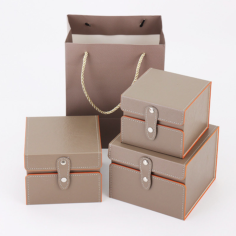 Leather Oil Edge Brocade Box Purple Sand Pot Master Tea Cup Silver Pot Packaging Empty Box Building Jade Handicraft Storage Gift Box