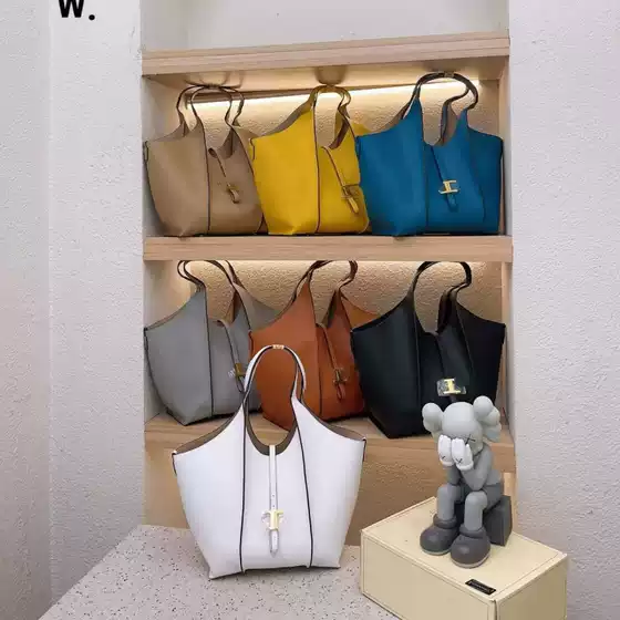 Tods Potato-Shaped Women's Tote Bag, Large Wing Tote Bucket Bag, Extra-Large Capacity Shoulder Handbag
