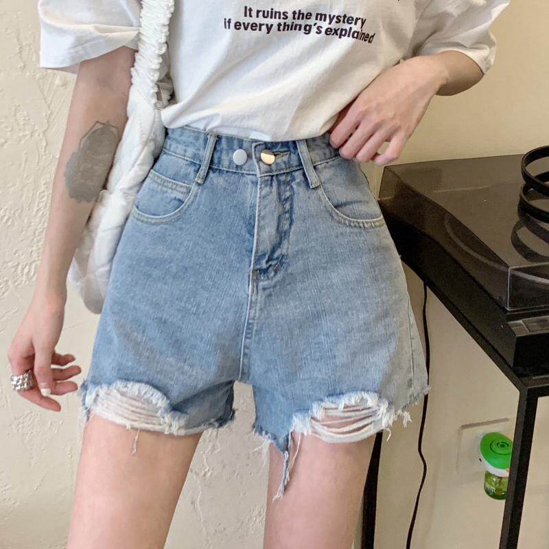 High Waisted Distressed Denim Shorts for Women Loose Fit A Line Style Trendy Summer Wear Wholesale Available