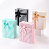 Cross-border hot-selling folding box simple plaid bow gift box birthday gift packaging one-piece gift box wholesale