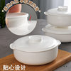 Bone China Double-Eared Steamed Egg Custard Bowl, Microwaveable Steaming Bowl with Lid, Ceramic Food-Grade Japanese-Style Household Underglaze Color